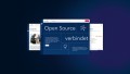 Die Startseite der Matching-Plattform mit Überschrift „Open Source verbindet“. Links und rechts hinter der Seite sind ein Firmenprofil und eine Matching-Detailseite.