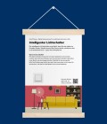 Ein Plakat über den Sensor „Intelligenter Lichtschalter“, das mit Holzschienen aufgehangen ist.