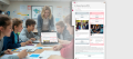 Eine Gruppe Schuler:innen schaut auf die SMASCH Plattform. Rechts im Bild sieht man das Interface.