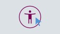 Icon Darstellung eines Menschen mit ausgestreckten Armen in einem Kreis. Darüber ein Mauscursor.