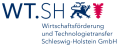 Logo WTSH, Wirtschaftsförderung und Technologietransfer Schelswig-Holstein GmbH.