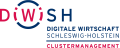 Logo DiWiSH, Text Digitale Wirtschaft Schleswig-Holstein Clustermanagement.