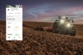 Tractor with plug on the move in a field at dusk. Next to it is the screen of the CLAAS connect app, which displays the machine specifications. This includes information such as operating hour, fuel, speed and AdBlue level.