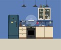 Here is an illustration of a kitchen with a built-in assistance system for the stove.