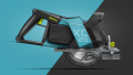 Illustration of the preferred design of the hand-held circular saw, viewed from the left side.