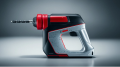 Product graphic of a drill in gray and red