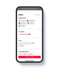Image of a smartphone showing the filter function of the MethodMate app.